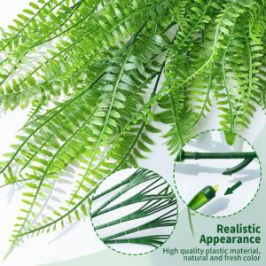 , 4/6 stuks, hangend, 80 cm, varen, groene bladeren, hangplant, , nepgroene plant, plastic planten, hangend voor binnen en buiten, decoratie (varen) (6)