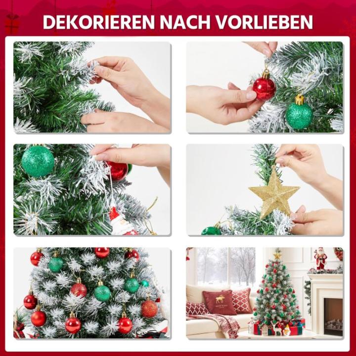 Kunstkerstboom, snelle montage, incl. kerstboomvoet, kerstboom, witte sneeuw voor tafel, kantoor