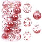 60 mm/2,36 inch onbreekbare doorzichtige plastic kerstbal ornamenten set met glitter schilderij, transparant, doorschijnend, kristallen , kerstboomdecoraties (30 tellingen, rood)