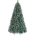Kunstkerstboom van 183 cm met sneeuw en 64 dennenappels, diameter ca. 106 cm, 920 takpunten, moeilijk ontvlambare dennenboom met snelmontage, klapsysteem, incl. metalen standaard