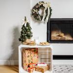 Kerstboom, gedecoreerd, crèmekleurig, hoogte 40 cm, kleine kunstkerstboom, mini-dennenboom, voor tafel, bureau, kantoor, binnen en buiten, kerstdecoratie, cadeau