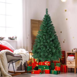 Kunstkerstboom, 154 cm, met 398 takken, opvouwbare metalen standaard, kerstboom, kunstboom voor kerstdecoratie, groen