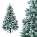 Kunstkerst, kleine kerstboom, 150 cm (Ø ca. 75 cm), 420 takken, moeilijk ontvlambaar pvc, met dennenappels wit