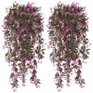 4 stuks , hangende kunstbloemen, decoratie, kunstklimop, kunstbloemen, hangplanten, kunstbloemen als echte vines, voor tuin, balkon, decoratie, rozerood