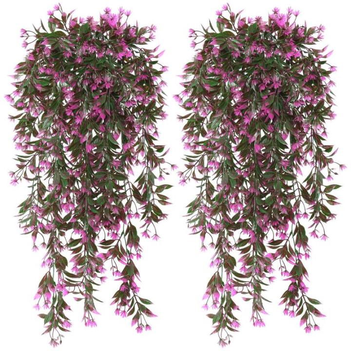 4 stuks , hangende kunstbloemen, decoratie, kunstklimop, kunstbloemen, hangplanten, kunstbloemen als echte vines, voor tuin, balkon, decoratie, rozerood