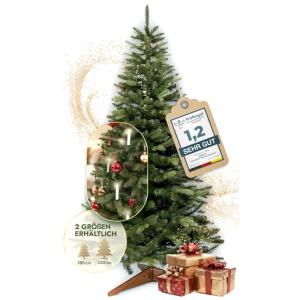 Premium kunstkerstboom, 220 cm, natuurgetrouwe look, extra dichte takken, inclusief houten standaard en opbergtas, hoogwaardige dennenboom voor feestelijke decoratie