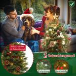 60 cm mini-kerstboom, kunstkerstboom met verlichting, kunstmatig PE-materiaal, kerstboom met 30 warmwitte leds, dennenappels en rode bessen voor Kerstmis