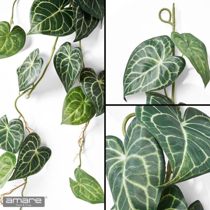 Set van 2 Anthuria-bladslinger, 110 cm, groen-wit