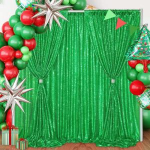 Hintergrundvorhänge, grüne Paillettenpaneele: Glitzer, Party-Dekoration, glitzernde Fransen, Fotoshooting, Weihnachten, Hintergrund, Stoff, 1,2 x 2,4 m