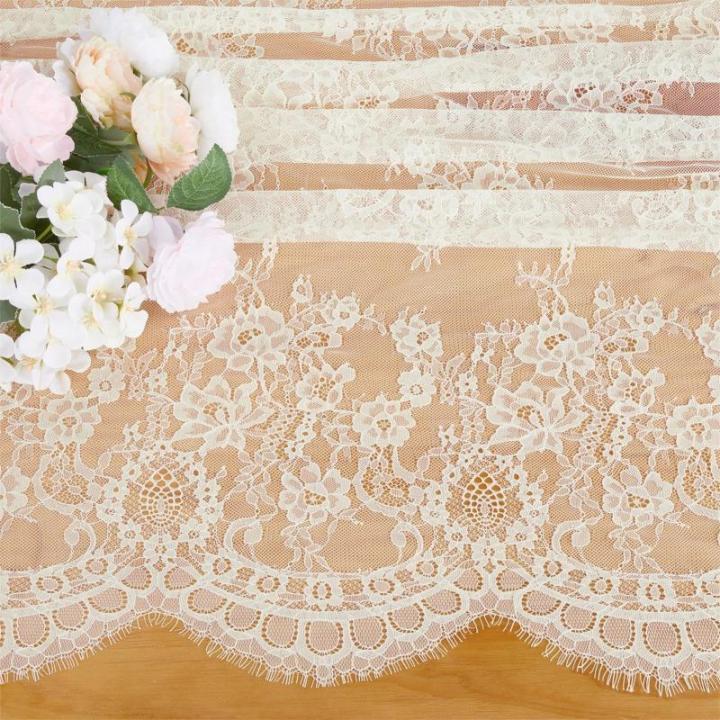 Elfenbeinfarbene Spitzentischdecke, 5 Stück, 152,4 x 305,5 cm, Hochzeitsdekorationen, bestickte Tischdecke, Spitzen-Overlay, Tischdecke für Sommerparty, einfarbig, elfenbeinfarbe