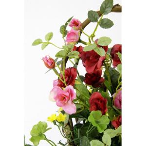 wildröschen in mand, natuur, polyester, kunststof, Roze, 25 x 22 x 22 cm