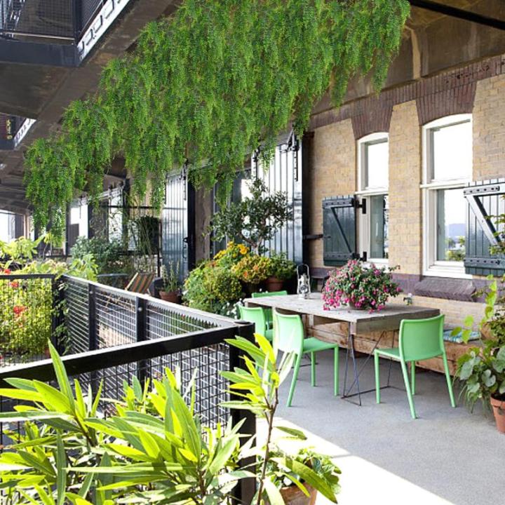 4 stuks 80 cm hangende planten kunstmatige varen groene bladeren groene planten plastic planten Perzische klimplanten voor buiten balkon muur bruiloft tuin decoratie