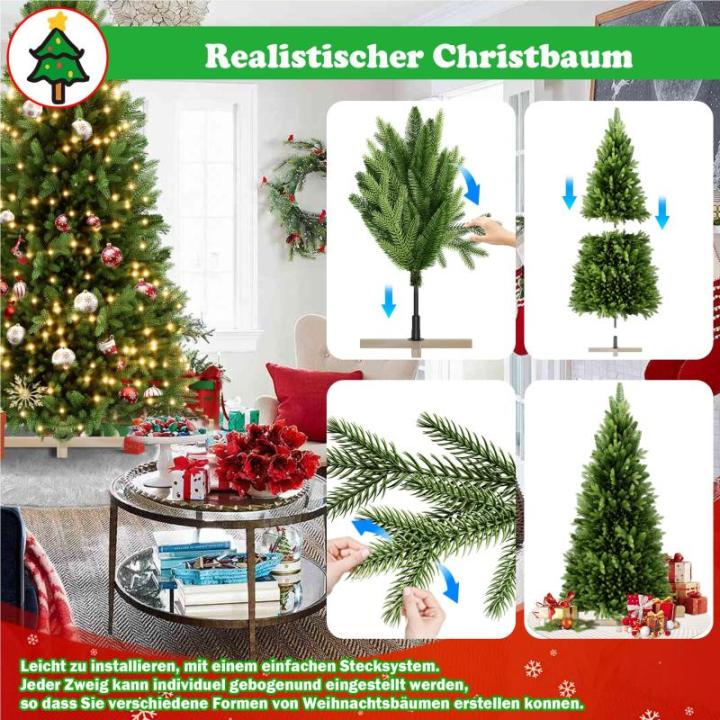 Kunstkerstboom van 150 cm met 241 groene pvc-punten en 259 groene PE-punten, dennenboom met houten standaard, voor Kerstmis, Halloween, bruiloft, feest (zonder sneeuweffect)