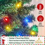 Kunstkerstboom met ledverlichting, 152,5 cm, met 396 takken en 200 warmwitte en meerkleurige lampen, 9 lichtmodi, inklapsysteem, kerstboom, dennenboom, kunstboom, groen