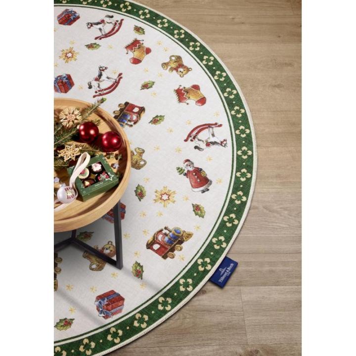 Design tapijt Nostalgic rond - Toy's Delight - kerstboomdeken, kerstboom en kerstboom voor woonkamer, slaapkamer, eetkamer, hal - groen, meerkleurig, 150 cm