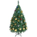 Kunstkerstboom, 154 cm, met 398 takken, opvouwbare metalen standaard, kerstboom, kunstboom voor kerstdecoratie, groen