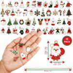 50 Pak Miniatuur Kerstboom Ornamenten - Mini Metalen Xmas Figuren voor DIY Hobby & Kerstboom Decoratie - Kerstman, Sneeuwman, Bellen, Sneeuwvlokken en Meer