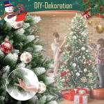 Kunstkerstboom met verlichting, 180 cm, PVC/PE, natuurgetrouw met sneeuwpunten en houten sokkel, kerstbomen, kerstdecoratie
