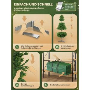 Kunstkerstboom [100% spuitgiet] - natuurgetrouwe dennenboom met stabiele punt | Premium Nordmann spar incl. FSC-gecertificeerde houten standaard en scheurbestendige tas (zonder ver