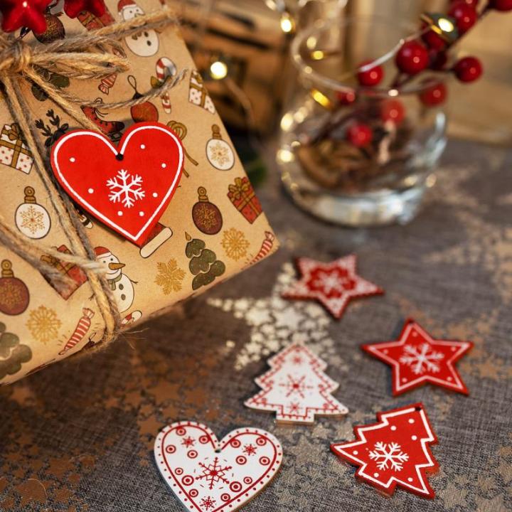 36-delige Kerstboom Decoratie Houten et - Kerstboom Decoraties voor het versieren van de kerstboom - Kerstboom Decoraties (Ster/Hart/Spar)