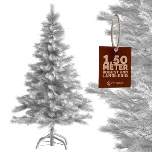 Kerstboom Kunstboom 350 Tips Metalen Voet 150 cm PVC Dichte Takken Kerstboom Wit