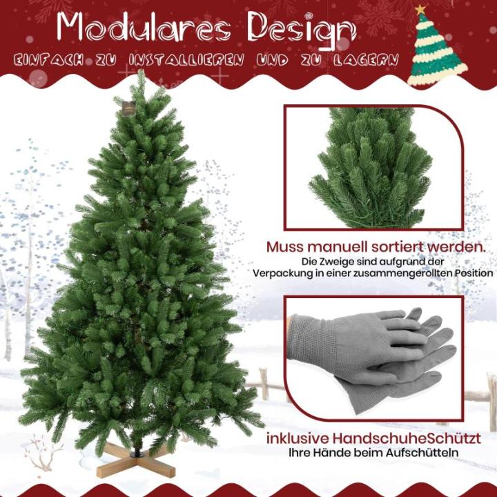 TAB Kunstkerstboom met verlichting, 235 cm, met 1180 PE-pvc-tips en metalen standaard, 360 warme ledlampen en 8 lichtmodi (210) (235 cm) kunstkerstboom
