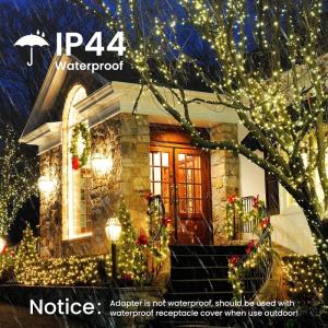 Kerstverlichting kerstboom 20 m 200 LED kerstverlichting buiten/ op stroom, warmwit en kleurrijk lichtsnoer, 11 modi, timer en geheugenfunctie, groene kabel, kerstdecoratie