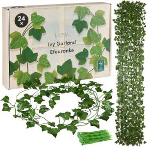 Ivy : 24x klimop slinger – nep plant kamerdecoratie – 200x13cm – 78-80 bladerige nep klimop als kamerdecoratie of balkondecoratie – voor inkijkbescherming – esthetische k