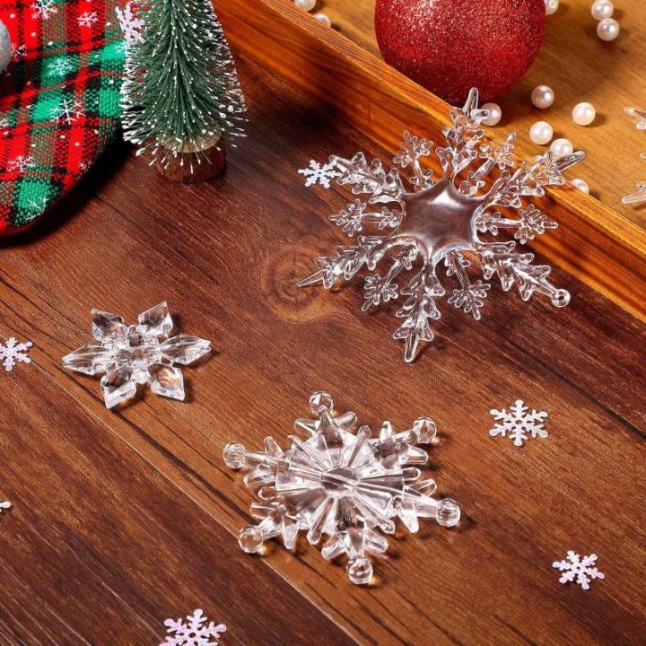 16 stuks transparante sneeuwvlokken met K9-kristal, acryl kerstboomversiering, hangende feestdecoratie