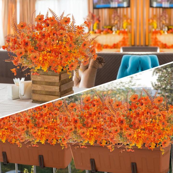 6 bundels kunstherfstboeket, herfstdecoratie, , eucalyptus, herfstdecoratie, en boston-varen voor binnen en buiten, tafel, balkonbak, bloembak