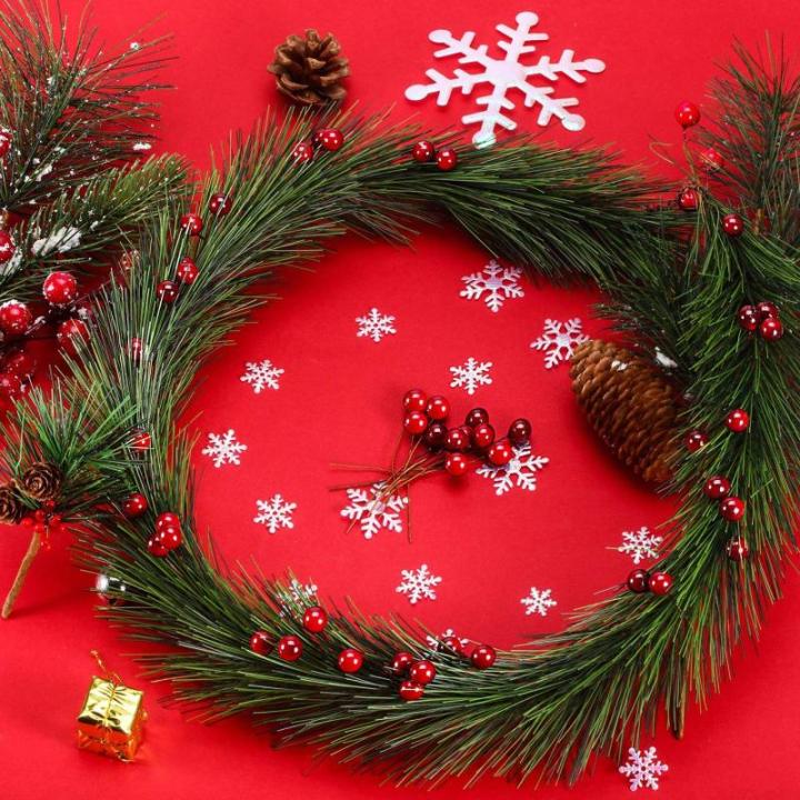 Künstliche Holly Beeren, 100 Stück Mini 10 mm Gefälschte Beeren Dekor auf Draht für Weihnachtsbaum Dekoration Blumenkranz DIY Handwerk Verwenden (Weinrot)