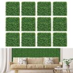 12 stuks kunstheggen, plantenwand, 50 x 50 cm, panelen met buxusbladeren, gesimuleerd gazon, kunstplant, uv-bescherming, kunstplant, decoratie voor muur, balkon, tuin, groen