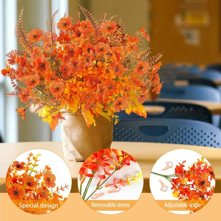 6 bundels kunstherfstboeket, herfstdecoratie, , eucalyptus, herfstdecoratie, en boston-varen voor binnen en buiten, tafel, balkonbak, bloembak