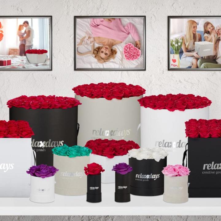 Rozenbox hart, 18 rozen, stevige bloemenbox, zwart, 10 jaar houdbaar, cadeau-idee, decoratieve bloemenbox, roze, 13 x 21 x 19 cm