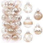 Onbreekbare doorzichtige plastic van 60 mm met glitterschilderij, transparant, doorzichtige kristallen , kerstboomdecoraties (30 stuks, champagne)