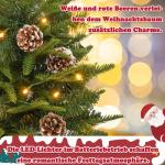 Kunstkerstboom van 60 cm in premium kwaliteit, met 30 warmwitte draadloze leds, PE + pvc-takken, 6 dennenappels en jute zak, houten sokkel, onderhoudsvriendelijk voor feestelijke