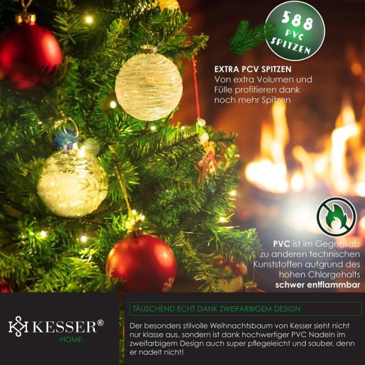 Kunstkerstboom, 180 cm met 588 takpunten, dennenboom, kunstmatige edelspar snel op te bouwen, incl. kerstboomstandaard, kerstdecoratie - groen 1,8 m
