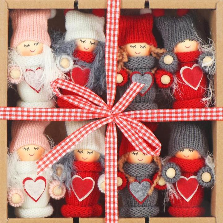 12x premium kerstboom engelen - kerstboomversieringen - sprookjesfiguur - Zweeds-Scandinavische decoratieve trollen