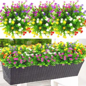 12 bundels voor binnen en buiten, uv-bestendige struiken, planten om op te hangen, voor thuis, bruiloft, veranda, raam (6 kleuren)