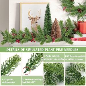 60 stuks kunstdennentakken, 10 cm lange dennentakken, kunstmatig als echt, groene planten, adventskrans, decoratie, strooidecoratie, Kerstmis, knutselen voor slinger, krans en kers