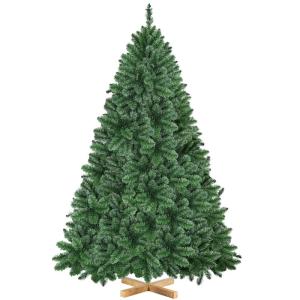 Kunstkerstboom, 183 cm, met 903 takken, moeilijk ontvlambaar, pvc-kerstboom, kunstboom incl. metalen standaard met houtnerf sparrenhout, groen