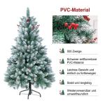 Kunstkerstboom 140 cm (Ø ca. 85 cm) 1,4 m kunstmatige groene dennenboom met 500 takken kerstboom met sneeuw en kegels, verwijderbaar inklapbaar incl. kerstboom standaard