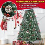 Kunstkerstboom, 180 cm met 800 pvc-punten, 37 dennenappels en 24 rode vruchten, Ø 110 cm, kunstkerstboom van moeilijk ontvlambaar, met sneeuweffect en metalen standaard