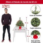 61 cm mini-kunstkerstboom met 62 takken en cementbasis, mini-tafelblad, dennenboom, moeilijk ontvlambaar, tafelkerstboom, klein, voor kerstdecoratie, groen