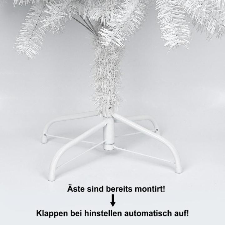 Kunstkerstboom 180 cm (diameter ca. 105 cm), 1,8 m kunstwitte kerstboom met 900 takken, verwijderbaar inklapbaar en moeilijk ontvlambaar, kerstboom met metalen standaard (diameter 
