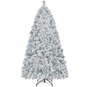Kunstkerstboom met sneeuw, 152,5 cm (Ø ca. 93 cm) met ca. 532 punten, dennenboom met sneeuw, incl. metalen standaard, snelle montage, klapsysteem, boom voor Kerstmis