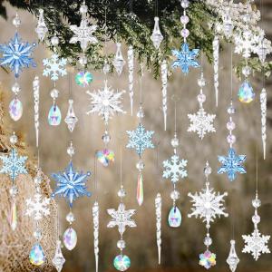 32 stuks acryl ijspegels sneeuwvlok ijspegels kerstboom kristallen decoraties, kerstboom decoraties, kristallen sneeuwvlok voor het kerstboompje