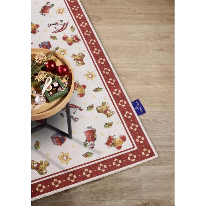Design tapijt Nostalgic - Toy's Delight - kerstboomdeken, kerstboom voor woonkamer, slaapkamer, eetkamer, hal - rood meerkleurig, 160 x 230 cm