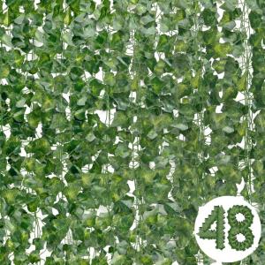 48 stuks kunstklimop, hangende slinger, klimopslinger, kunstplant slinger, kunstplant slinger, nep-klimop voor bruiloft, keuken, tuin, feest, wanddecoratie