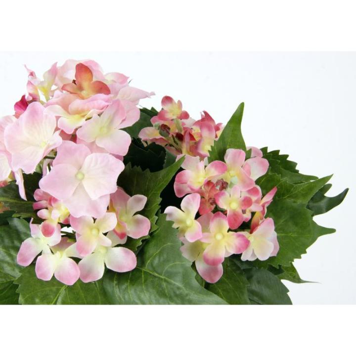 Hortensia in pot, polyester, kunststof, roze, 22 x 22 x 30 cm